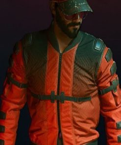 Samurai Cyberpunk 2077 Orange Bomber Jacket
