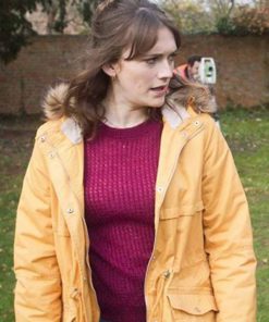 Charlotte Ritchie Ghosts Alison Parka Yellow Hooded Fur Jacket